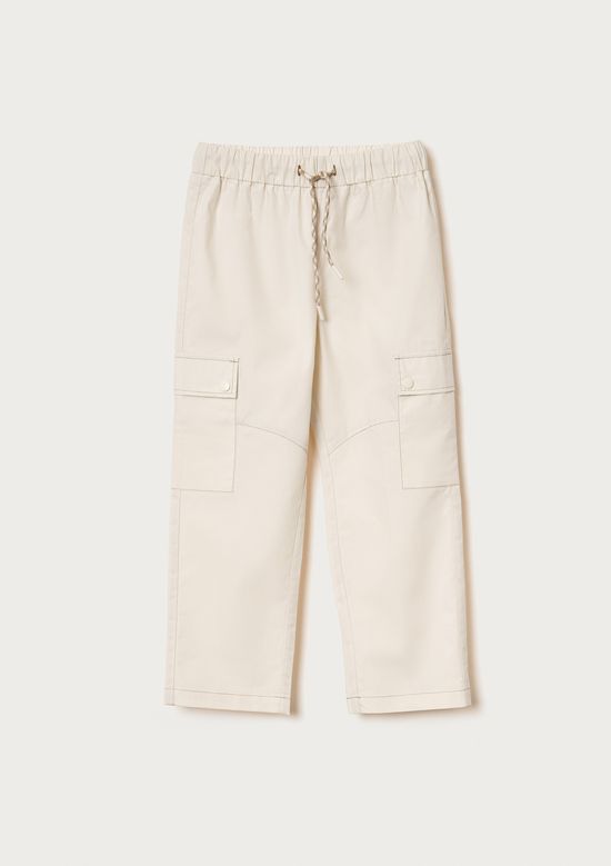 Foto do produto: Calça Infantil Menina Cargo Empapelada - Creme