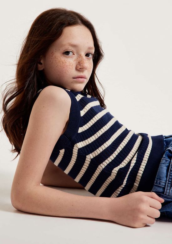 Foto do produto: Regata Infantil Menina Tricô Fio Tinto - Azul