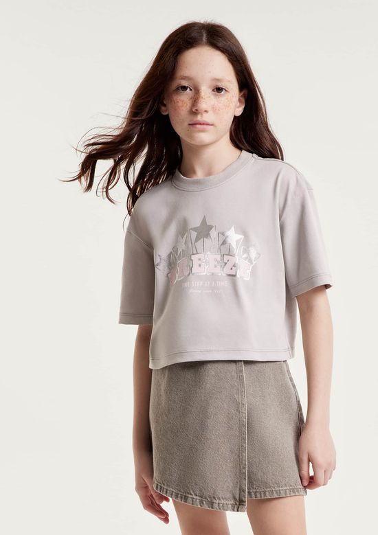 Foto do produto: Blusa Infantil Menina Super Cotton Estampada - Cinza