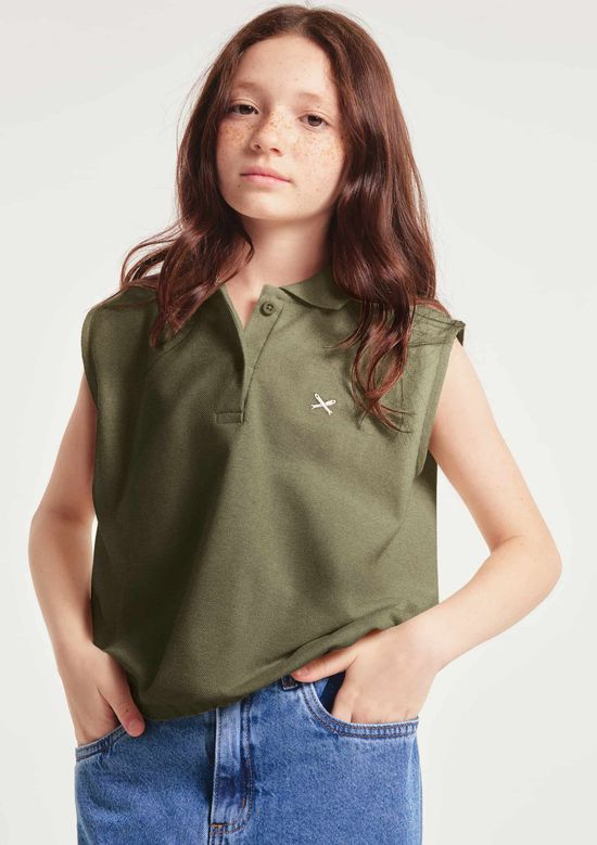 Foto do produto: Camisa Polo Infantil Menina Bordada - Verde