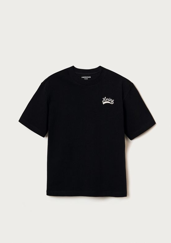 Foto do produto: Camiseta Infantil Menino Oversized Bordada - Preto