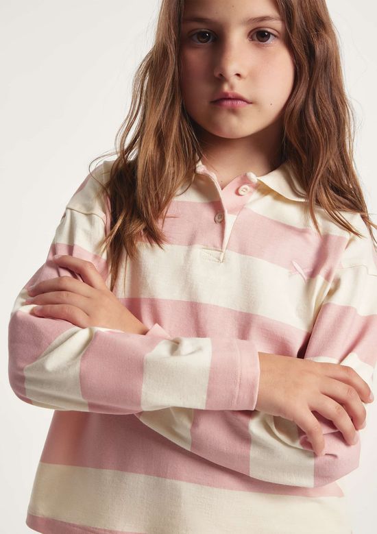 Foto do produto: Polo Infantil Menina Oversized Listrada - Rosa