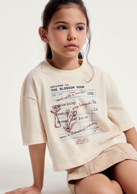 Foto do produto: Blusa Infantil Menina Box Estampada - Creme