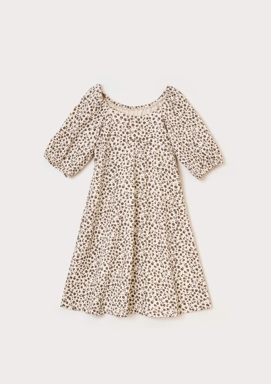 Foto do produto: Vestido Infantil Estampado Manga Bufante - Marrom