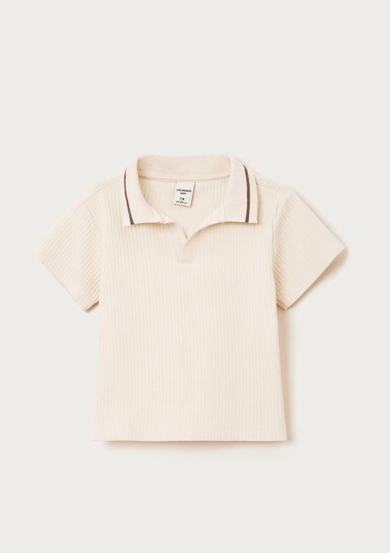 Foto do produto: Polo Infantil Menina Em Ribana Canelada - Creme