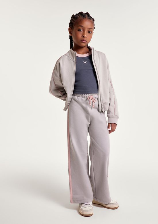 Foto do produto: Calça Wide Leg Infantil Menina Em Moletom - Cinza