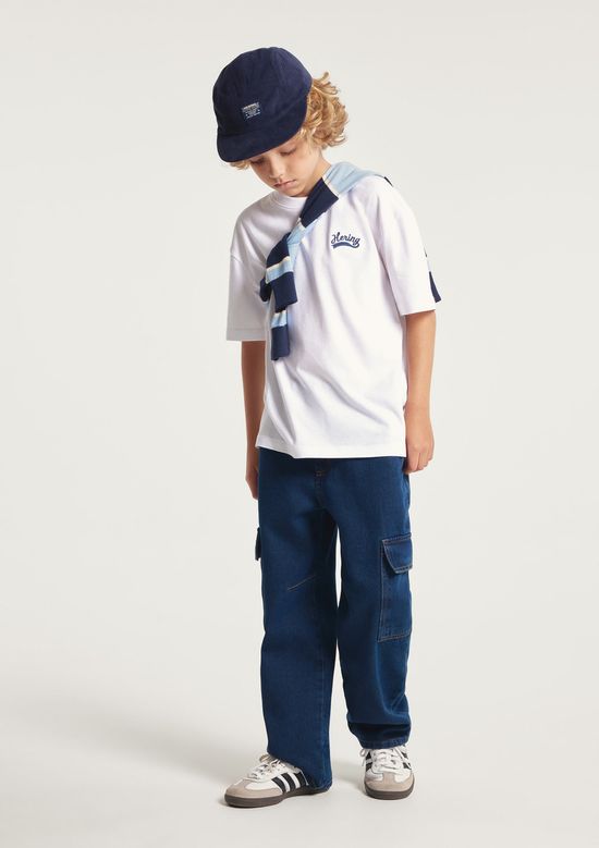 Foto do produto: Camiseta Infantil Menino Oversized Bordada - Branco