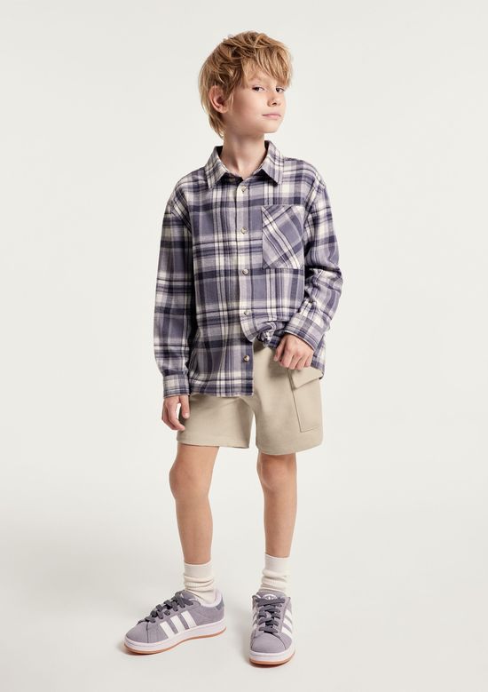 Foto do produto: Bermuda Moletom Infantil Menino Cargo - Bege