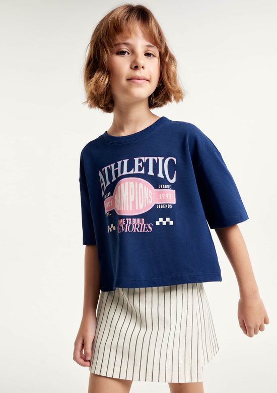 Foto do produto: Blusa Infantil Menina Box Oversized Super Cotton - Azul