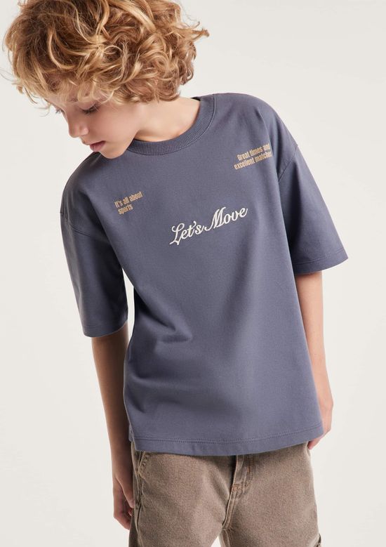 Foto do produto: Camiseta Infantil Menino Super Cotton Bordada - Cinza