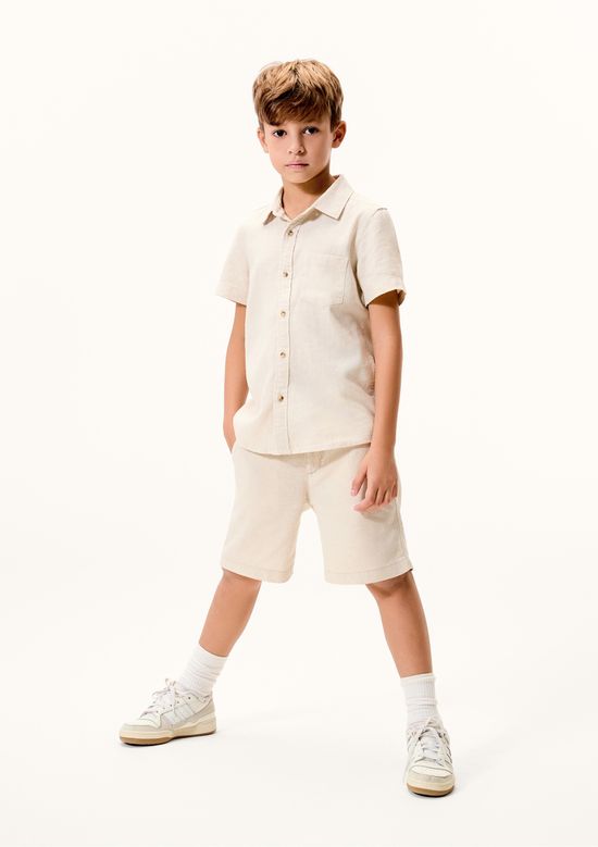 Foto do produto: Bermuda Infantil Menino Com Linho - Bege
