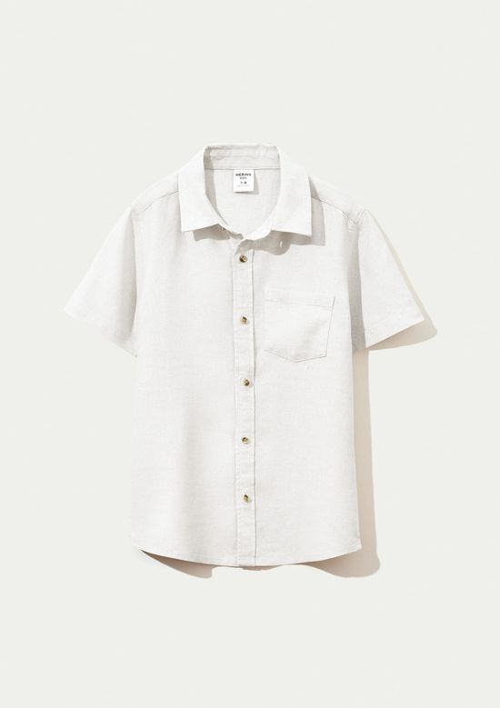Foto do produto: Camisa Infantil Menino Manga Curta Com Linho - Off white