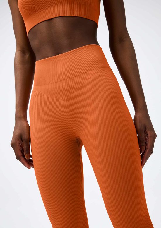 Foto do produto: Calça Legging Feminina Canelada Sem Costura - Laranja