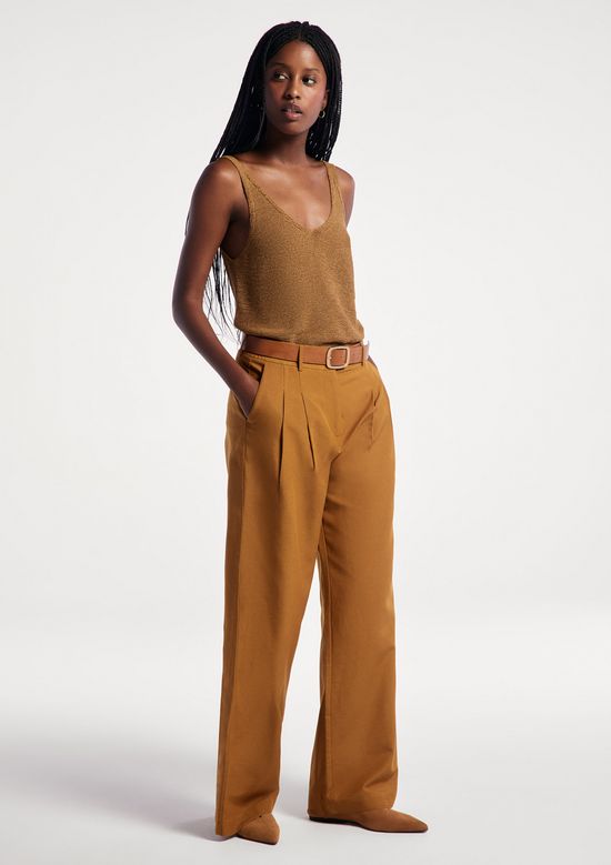 Foto do produto: Calça Feminina Cintura Média Com Linho - Marrom