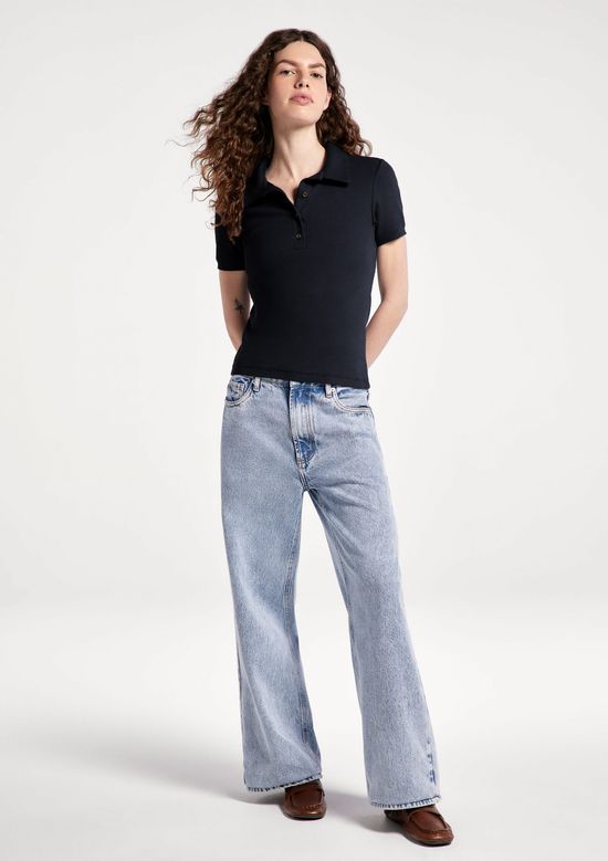 Foto do produto: Polo Feminina Em Ribana Ultra Soft - Preto