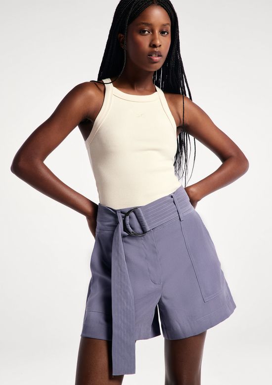 Foto do produto: Shorts Feminino Com Cinto Peach Touch - Cinza