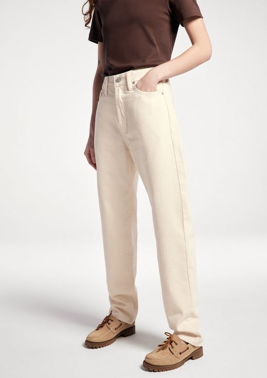 Foto do produto: Calça Feminina Mom Cintura Alta Em Sarja - Off white