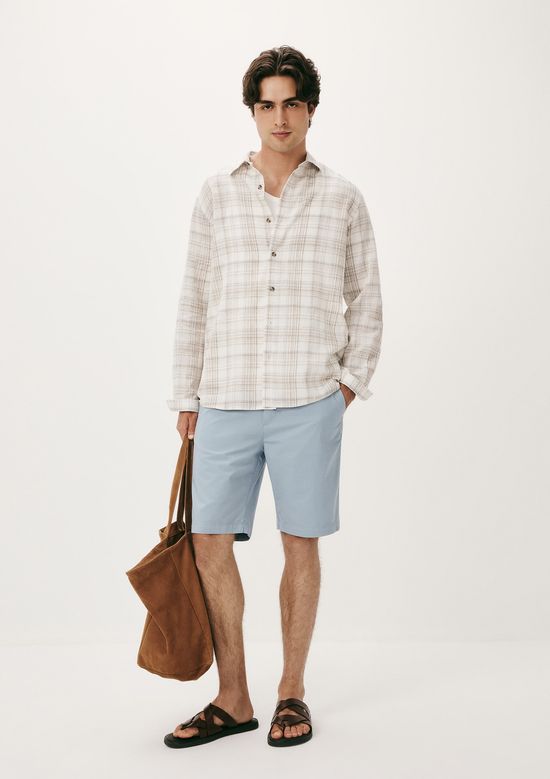 Foto do produto: Bermuda Básica Masculina Chino Reta Em Sarja - Azul