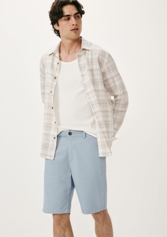 Foto do produto: Bermuda Básica Masculina Chino Reta Em Sarja - Azul