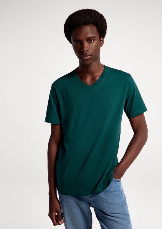 Foto do produto: Camiseta Básica Masculina Manga Curta Gola V World - Verde