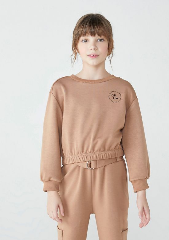 Foto do produto: Blusão Infantil Menina Em Moletom Com Estampa - Marrom