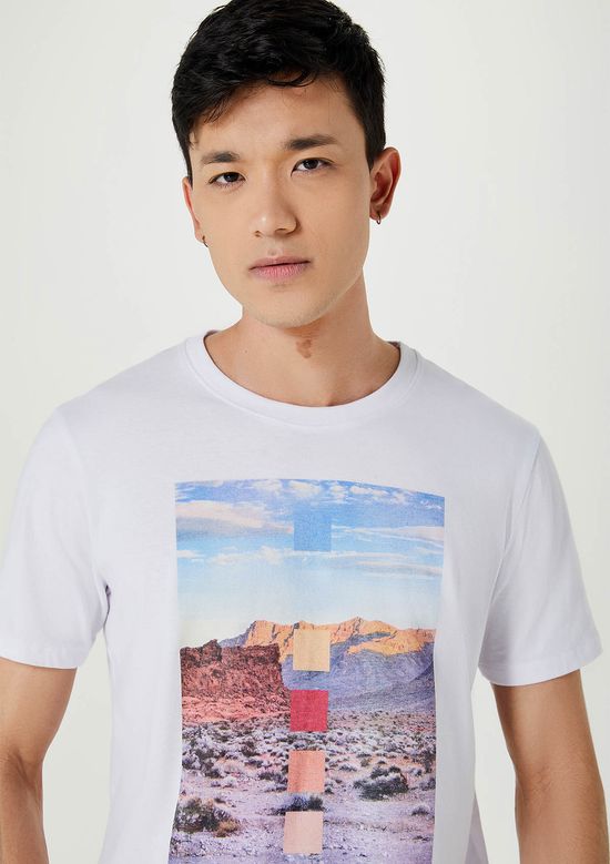 Foto do produto: Camiseta Masculina Estampada Manga Curta - Branco