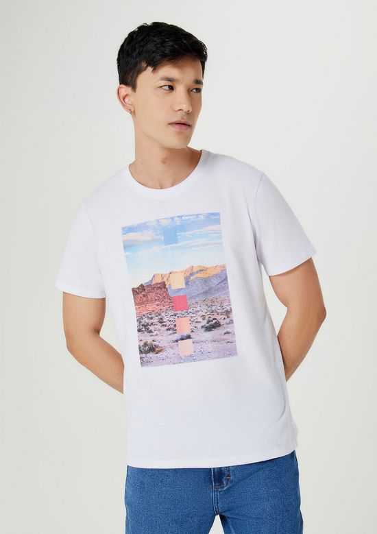 Foto do produto: Camiseta Masculina Estampada Manga Curta - Branco