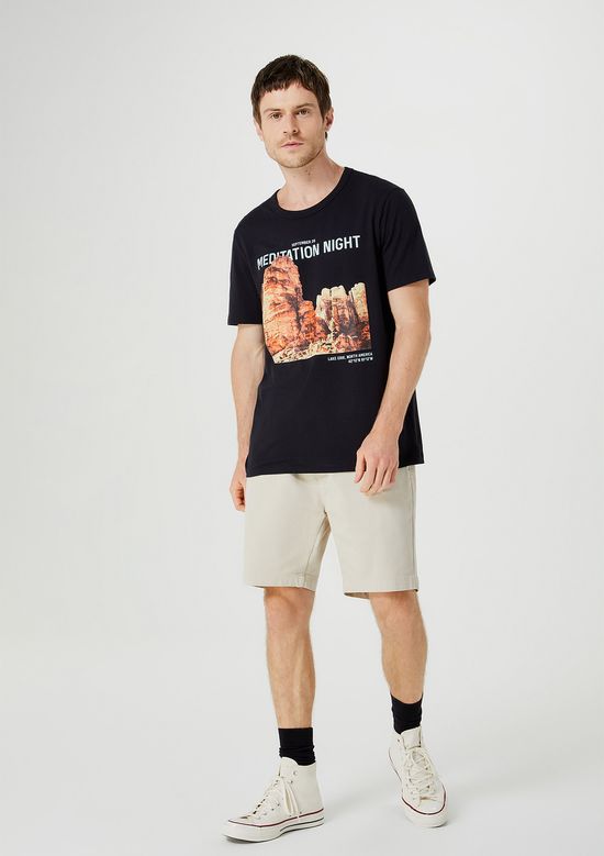 Foto do produto: Camiseta Masculina Estampada Manga Curta - Preto