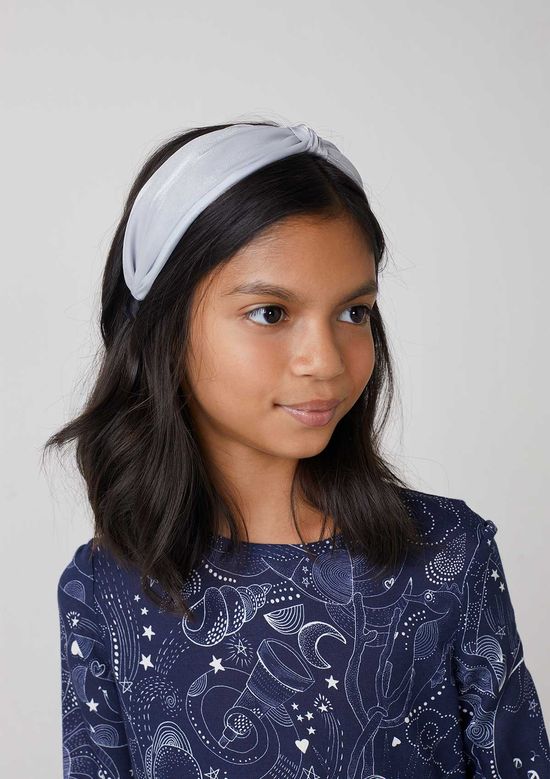 Foto do produto: Tiara De Nó Infantil Menina Em Cetim - Cinza