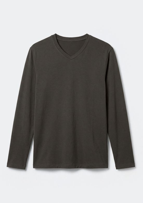 Foto do produto: Camiseta Básica Masculina Manga Longa Gola V World - Verde