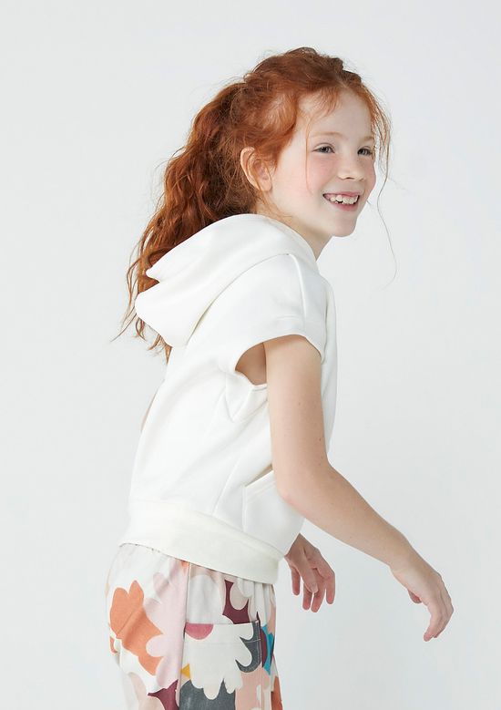 Foto do produto: Colete Infantil Menina Em Moletom Com Capuz - Off white