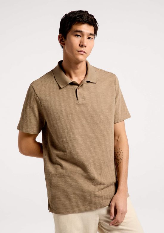 Foto do produto: Polo Masculina Regular Texturizada - Marrom