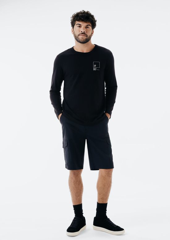 Foto do produto: Bermuda Básica Masculina Cargo Em Sarja - Preto