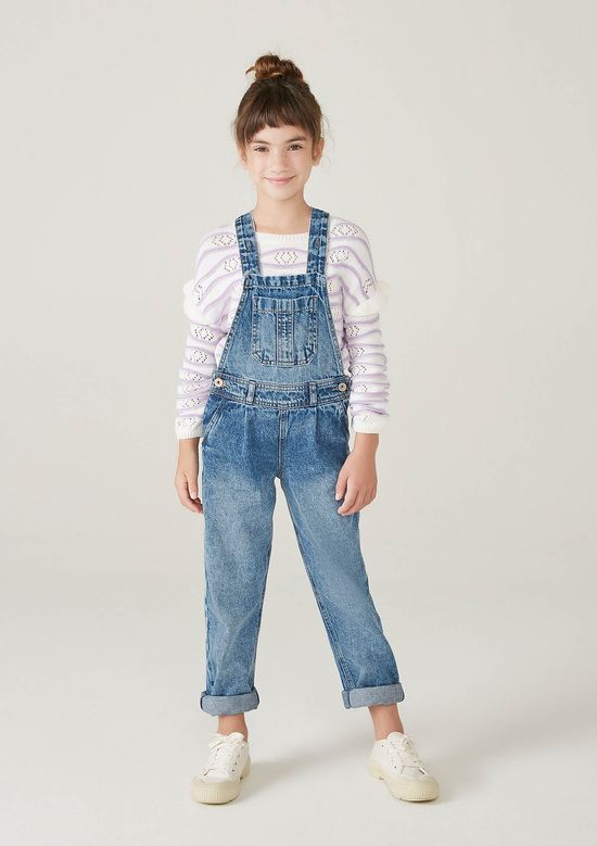 Foto do produto: Blusão Infantil Menina Em Tricô Com Mangas Bufantes - Roxo