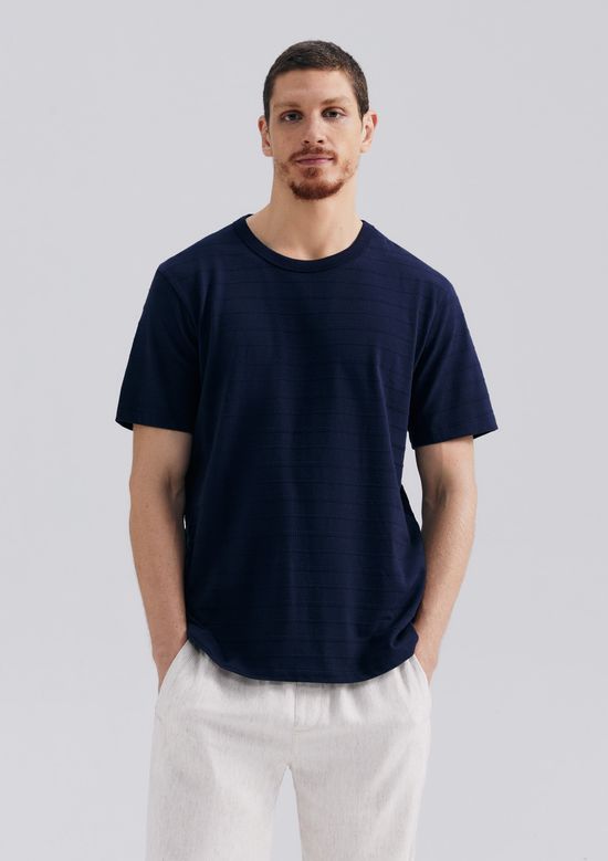 Foto do produto: Camiseta Masculina Manga Curta Em Malha Texturizada - Azul