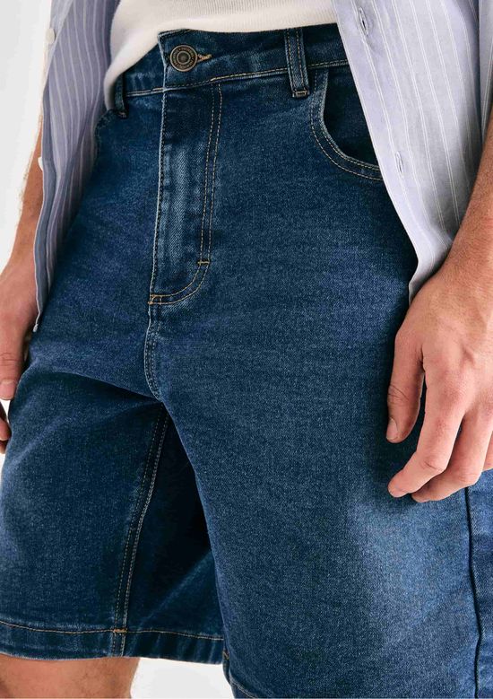 Foto do produto: Bermuda Jeans Masculina Reta Com Elastano - Azul