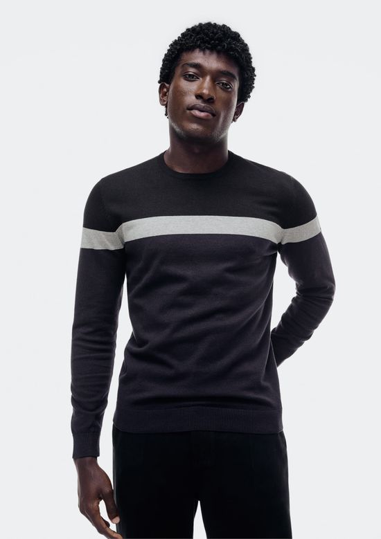 Foto do produto: Blusão Masculino Listrado Em Tricô - Preto