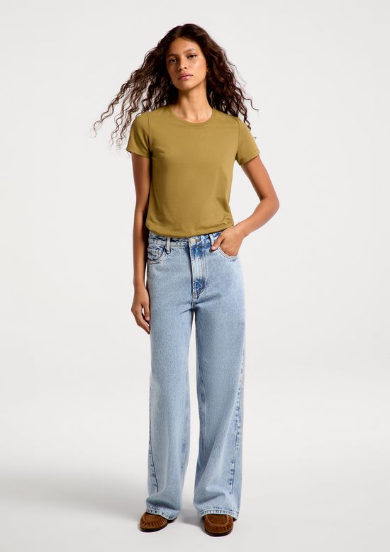 Foto do produto: Calça Jeans Feminina Wide Leg Cintura Média - Azul