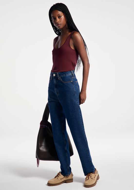 Foto do produto: Calça Jeans Feminina Mom Cintura Alta - Azul