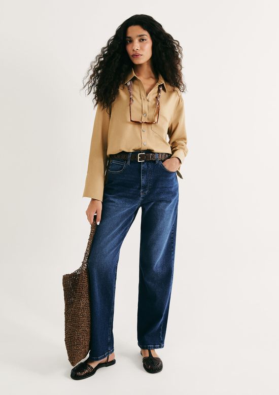 Foto do produto: Calça Jeans Feminina Reta Cintura Alta - Azul