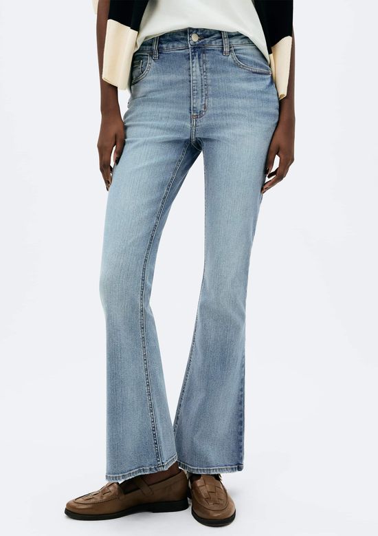 Foto do produto: Calça Jeans Básica Feminina Cintura Média Flare Petit - Azul