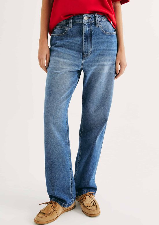 Foto do produto: Calça Jeans Feminina Reta Cintura Alta - Azul