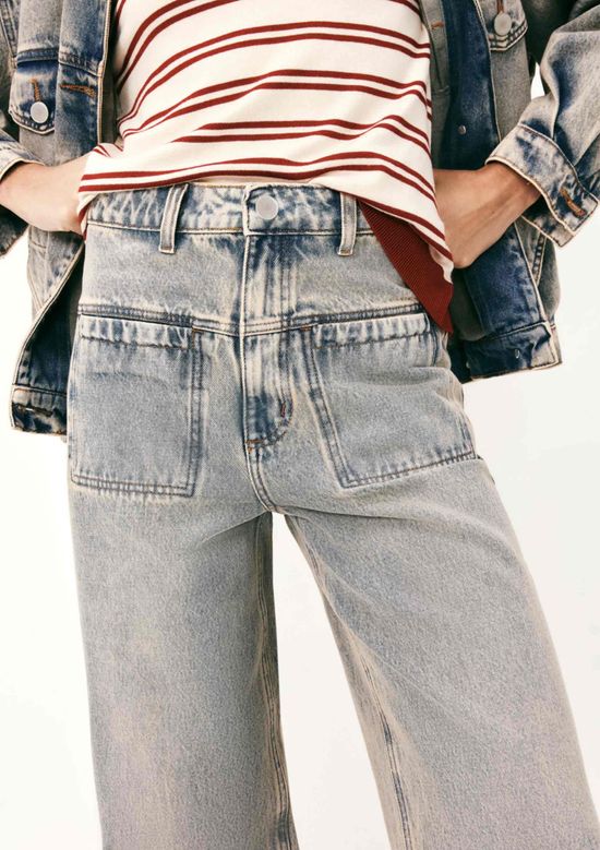 Foto do produto: Calça Jeans Feminina Wide Leg Cintura Alta - Azul