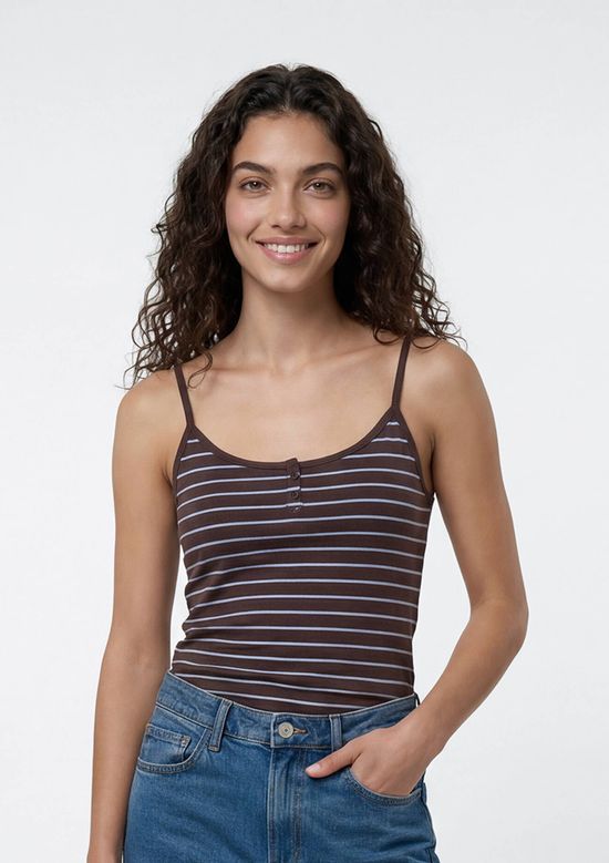 Foto do produto: Regata Feminina Fio Tinto Listrada - Marrom