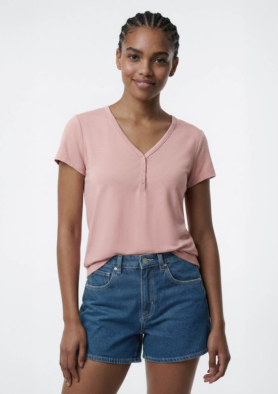 Foto do produto: Blusa Feminina Decote V Canelada - Rosa