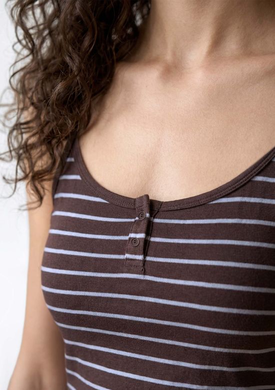 Foto do produto: Regata Feminina Fio Tinto Listrada - Marrom