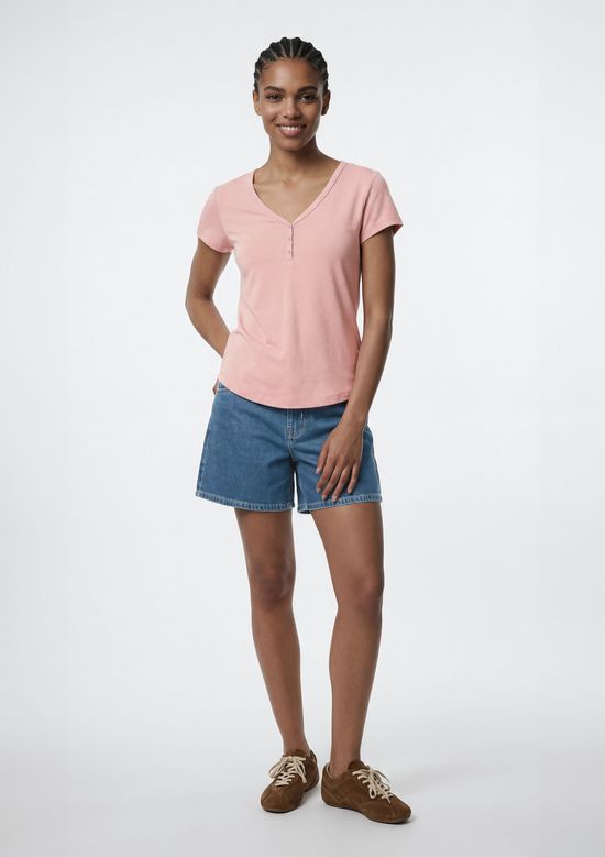 Foto do produto: Blusa Feminina Decote V Canelada - Rosa