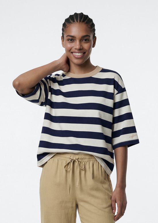 Foto do produto: Camiseta Feminina Box Listrada - Azul