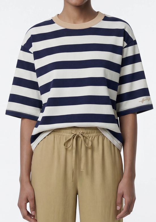 Foto do produto: Camiseta Feminina Box Listrada - Azul