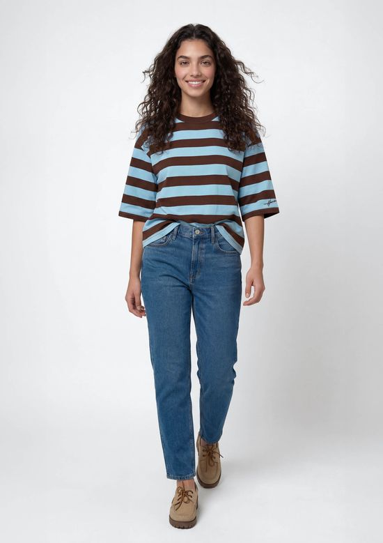 Foto do produto: Camiseta Feminina Box Listrada - Azul